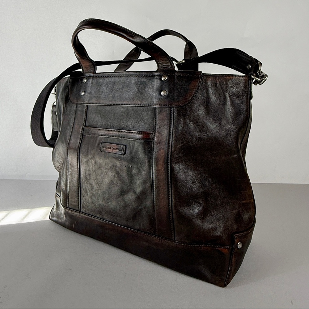 Frye Distressed Dark Brown Leather Tote / Crossbody Bag - Picture 5 of 15
